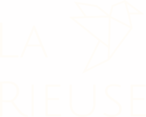 Oiseau origami blanc avec texte La Rieuse